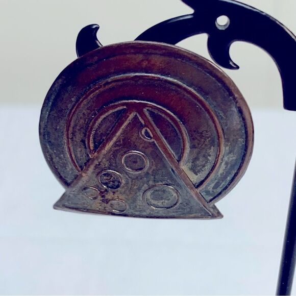 Vintage Art Deco Modernist Copper Pierced Earrings 1.5 “ Gorgeous - Picture 3 of 6